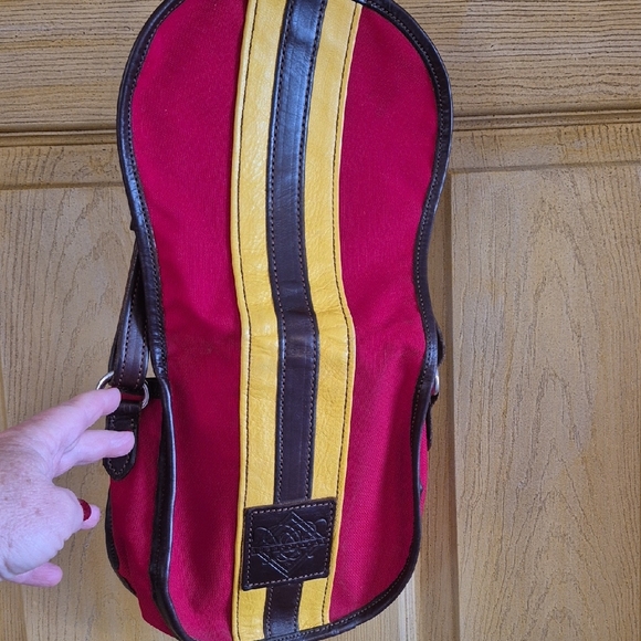 Rebecca Ray Designs Nylon And Leather Red Yellow Brown Crossbody Bag Equestrian - Picture 8 of 16